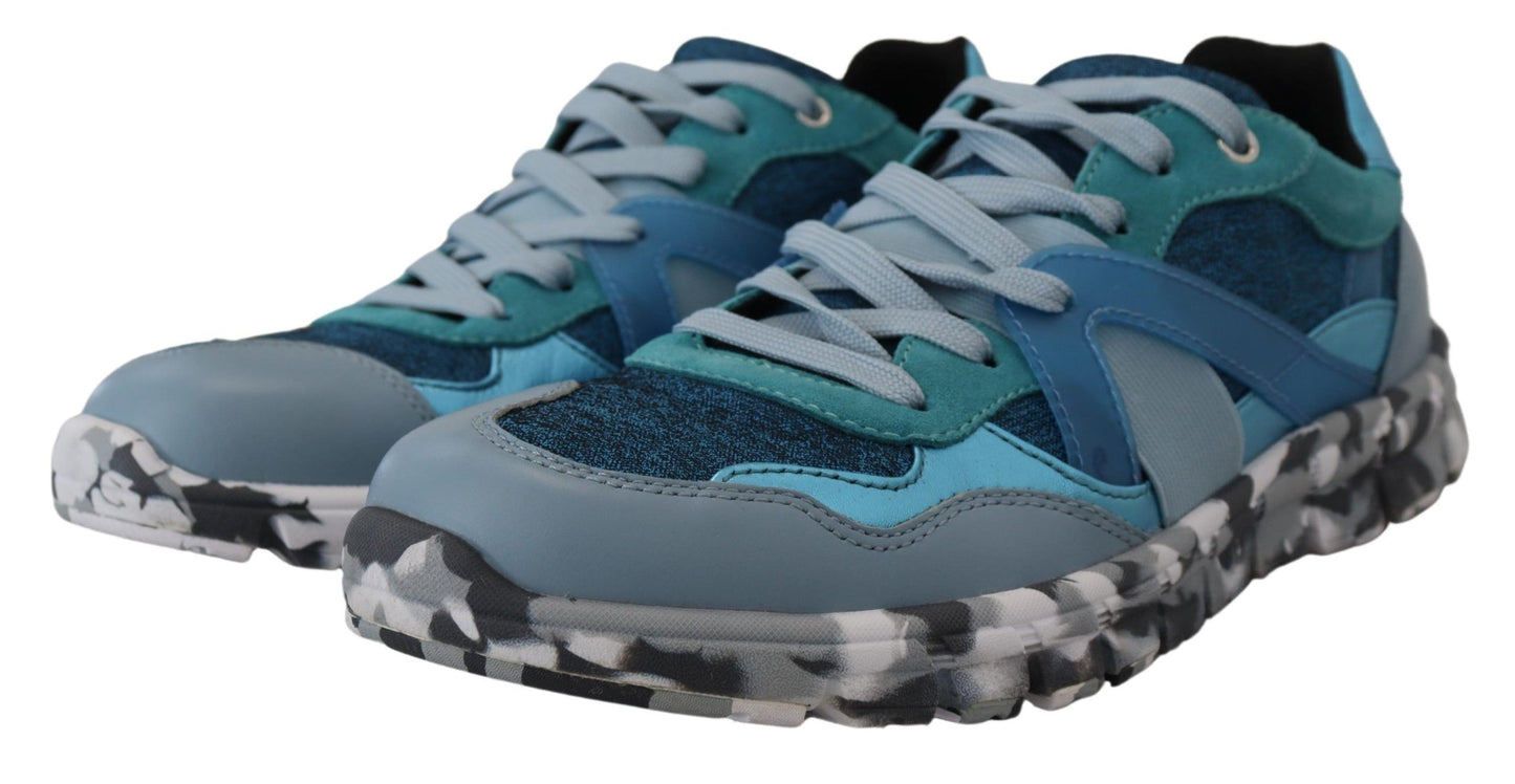 Zapatillas deportivas bajas de cuero azul grisáceo