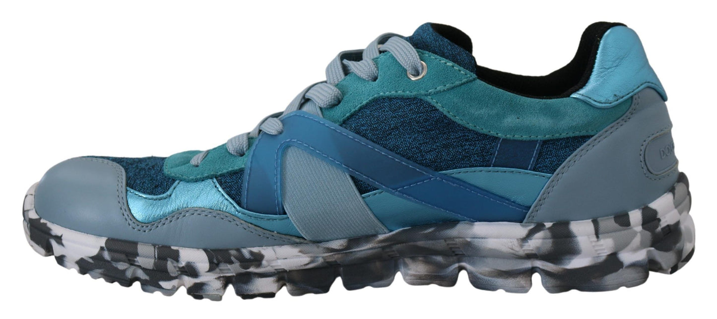 Zapatillas deportivas bajas de cuero azul grisáceo