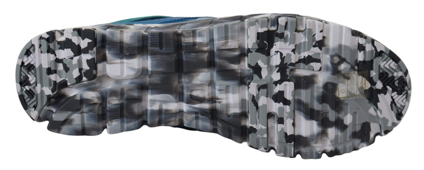 Zapatillas deportivas bajas de cuero azul grisáceo