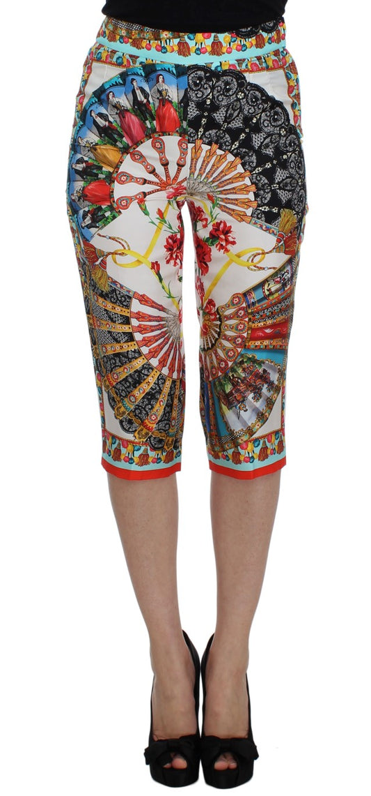 Pantalones de seda siciliana de mayólica multicolor