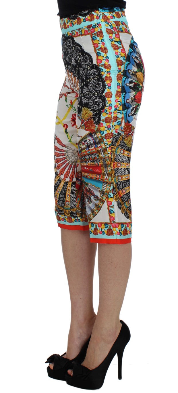 Pantalones de seda siciliana de mayólica multicolor