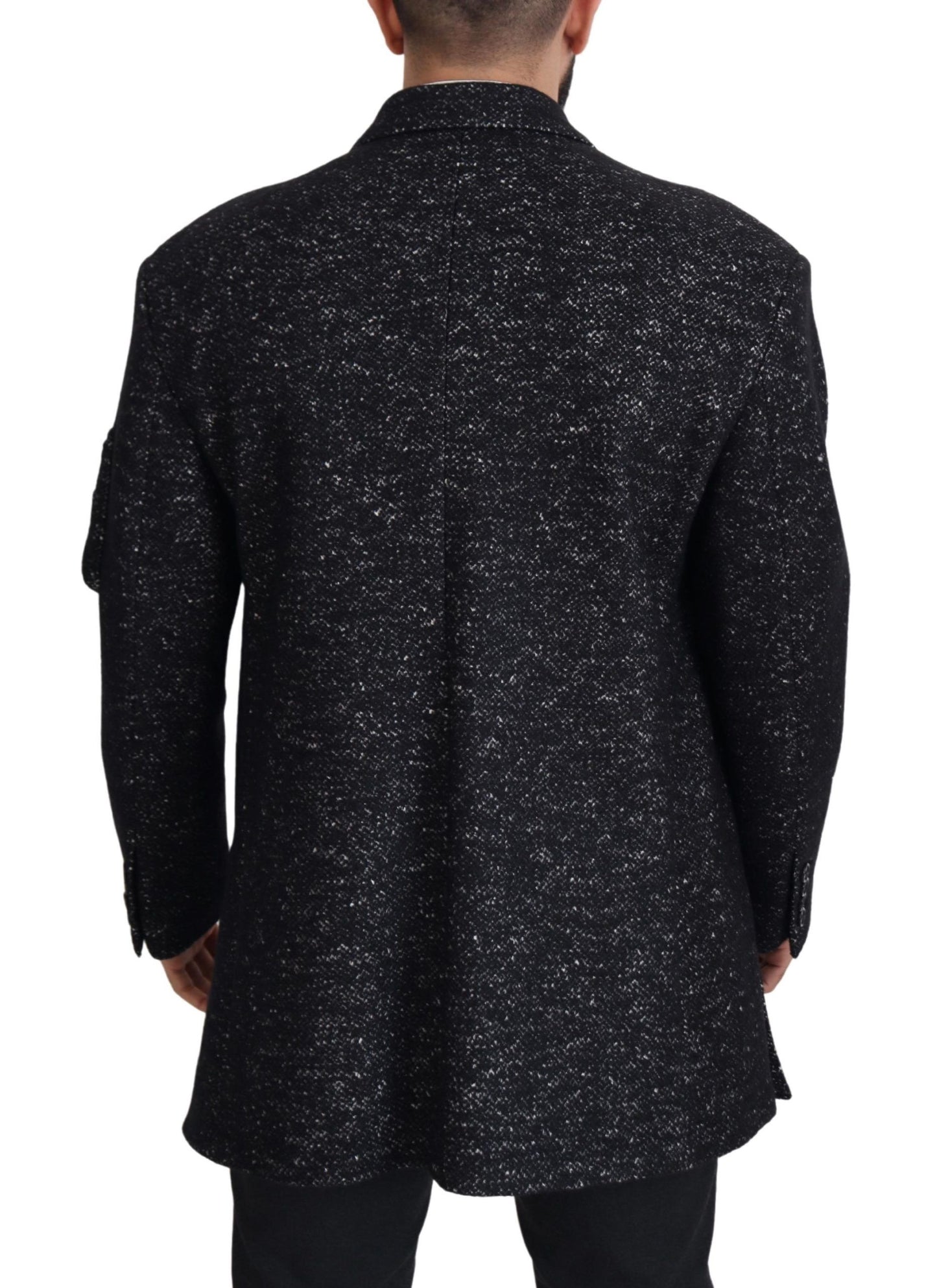 Chaqueta de lana negra cruzada para hombre