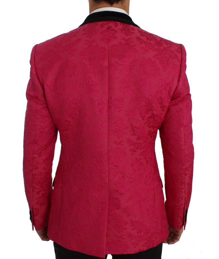 Chaqueta blazer ajustada con brocado floral rosa