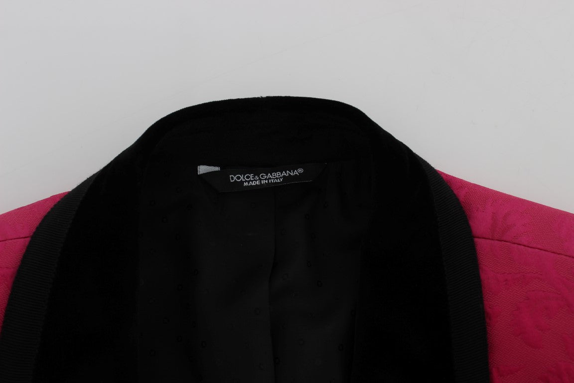 Chaqueta blazer ajustada con brocado floral rosa