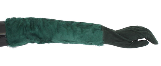 Guantes de codo de piel Xiangao de cuero verde