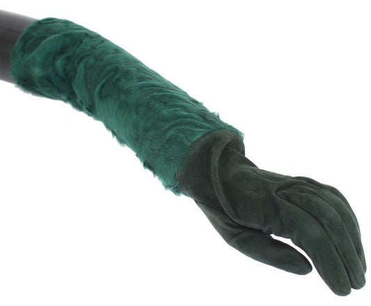 Guantes de codo de piel Xiangao de cuero verde