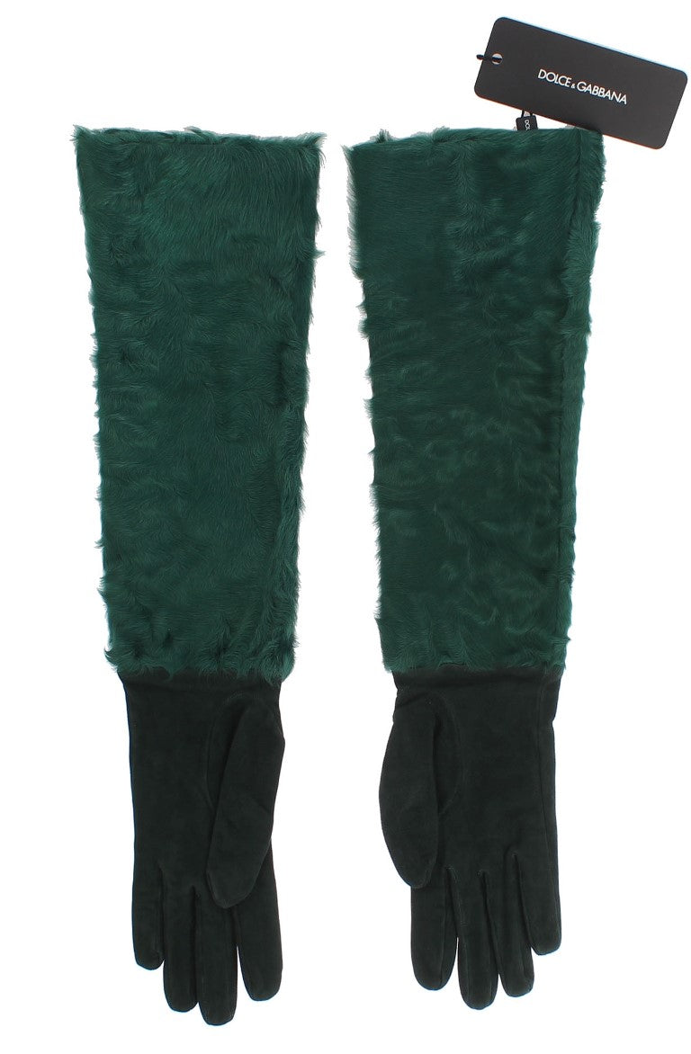 Guantes de codo de piel Xiangao de cuero verde