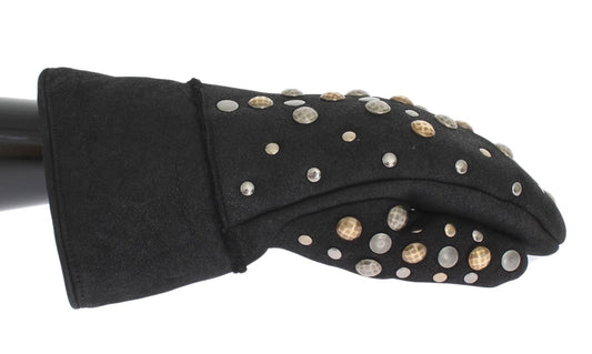 Guantes de lana de oveja gris con tachuelas