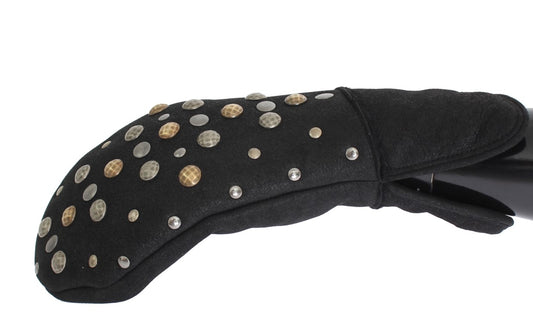 Guantes de lana de oveja gris con tachuelas