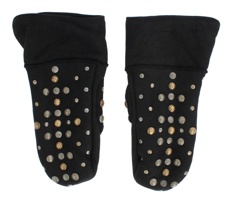 Guantes de lana de oveja gris con tachuelas