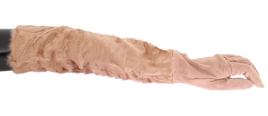 Guantes de codo de piel Xiangao de ante beige