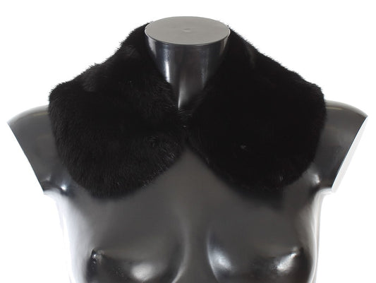 Bufanda de piel de visón negra con cuello de hombro