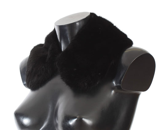 Bufanda de piel de visón negra con cuello de hombro
