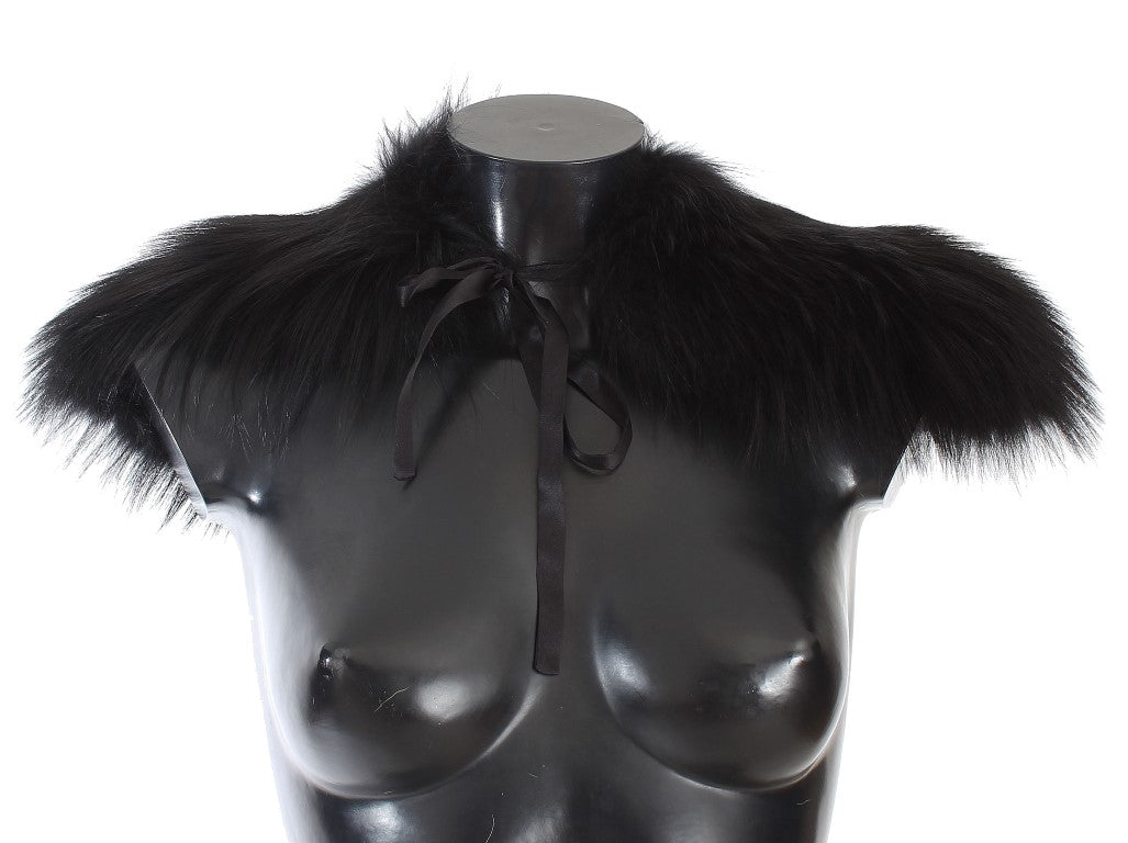 Bufanda de cuello de piel de zorro negra