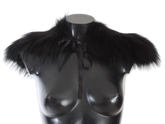 Bufanda de cuello de piel de zorro negra