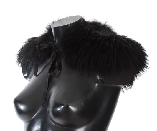 Bufanda de cuello de piel de zorro negra