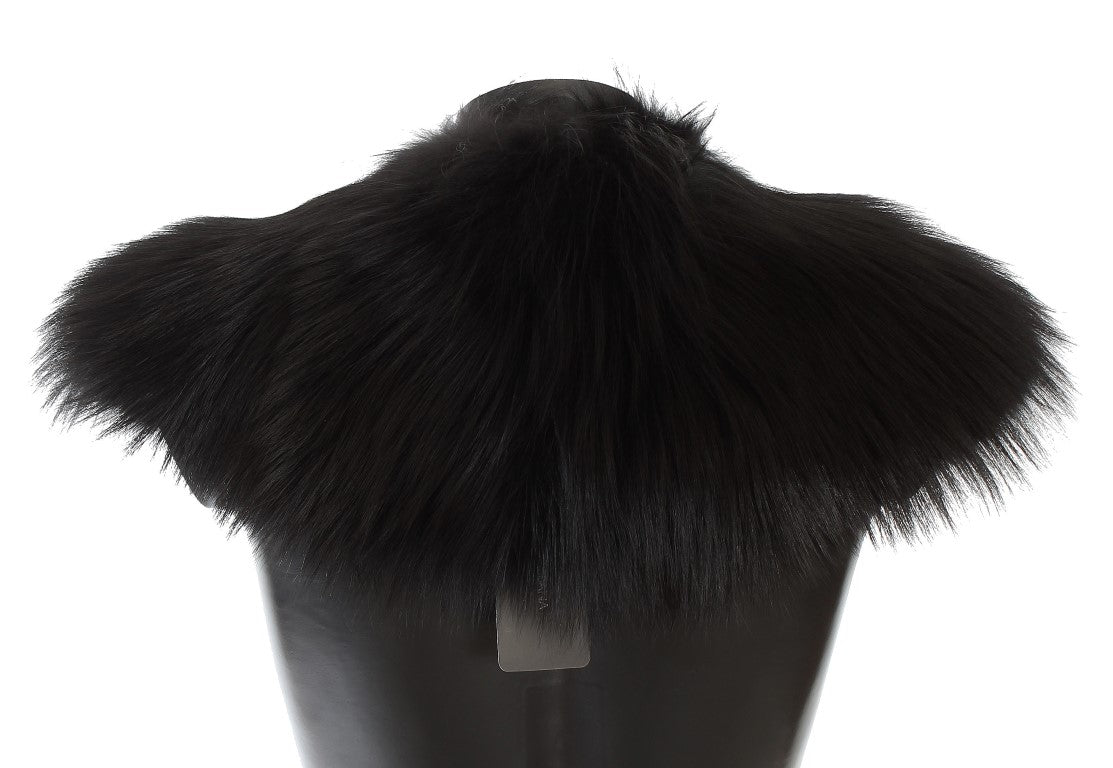 Bufanda de cuello de piel de zorro negra
