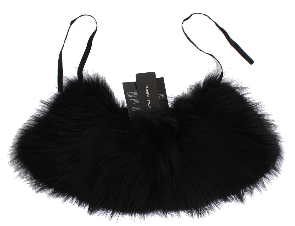 Bufanda de cuello de piel de zorro negra