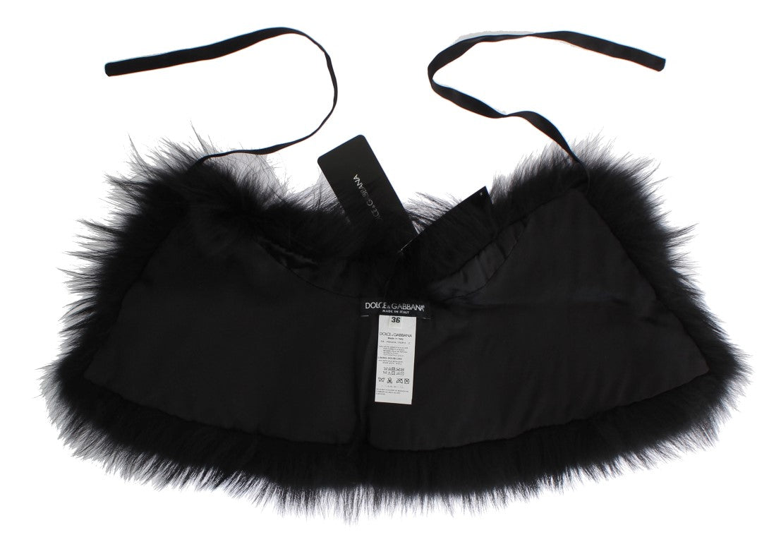 Bufanda de cuello de piel de zorro negra