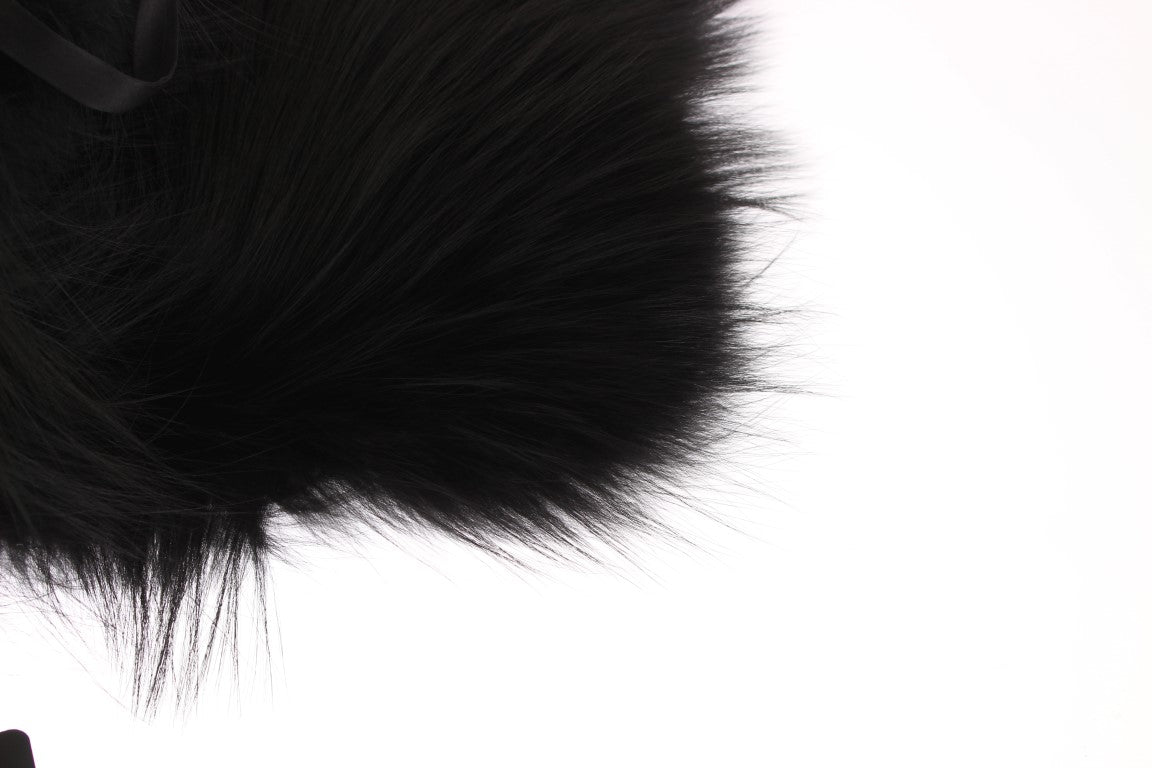 Bufanda de cuello de piel de zorro negra