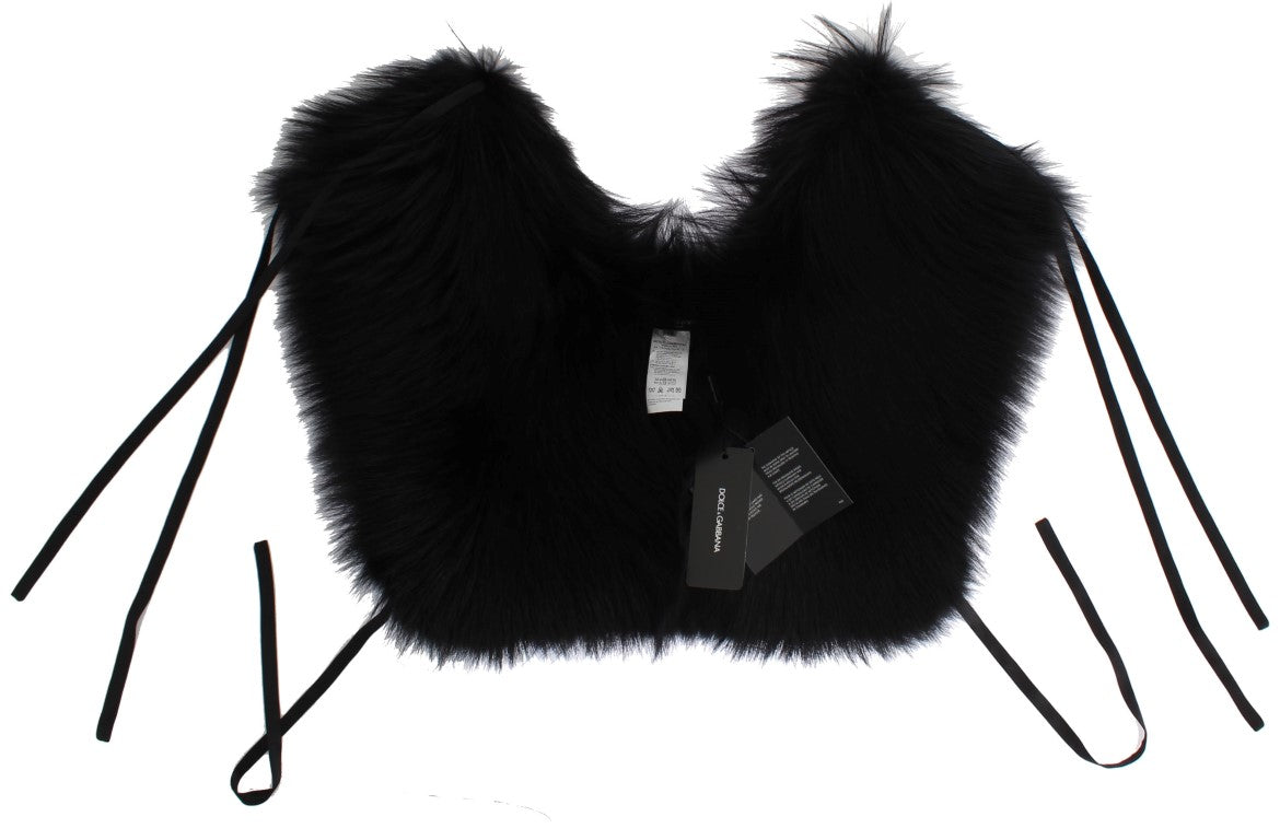 Bufanda de cuello y hombros de piel de zorro negra