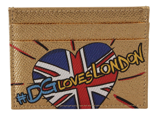 Tarjetero de piel dorada #DGLovesLondon para mujer