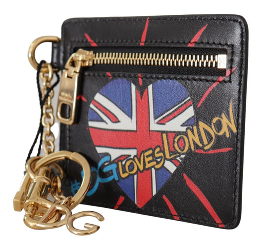 Llavero, tarjetero y monedero de cuero negro #DGLovesLondon