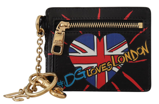 Llavero, tarjetero y monedero de cuero negro #DGLovesLondon
