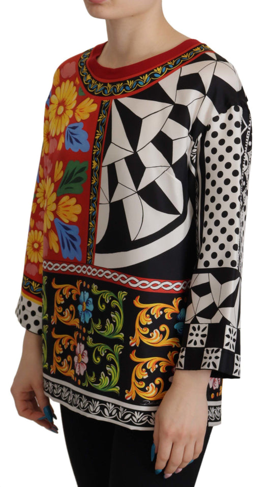 Robe ample à manches longues et imprimé baroque multicolore