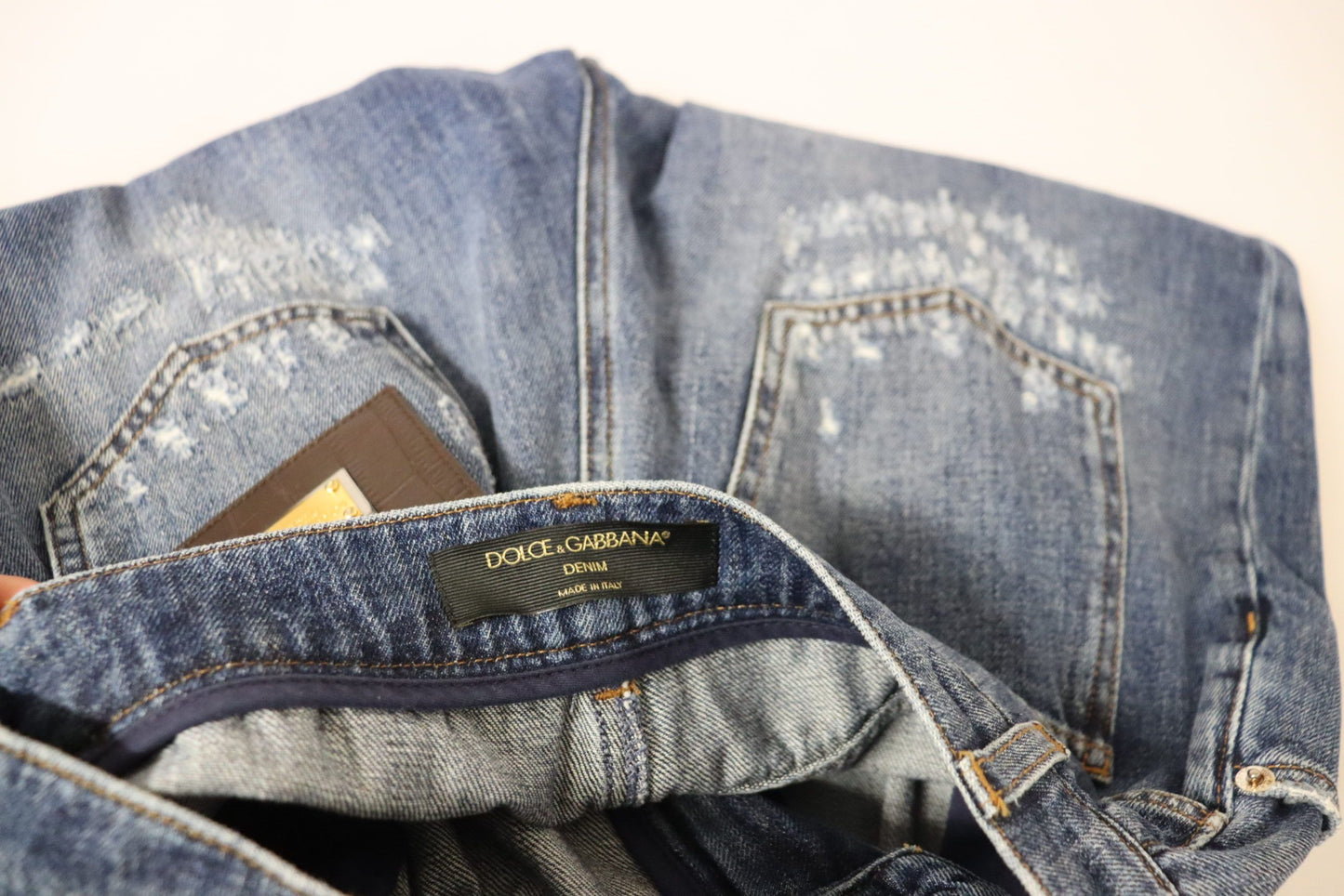 Pantalones holgados de cintura alta lavados en azul