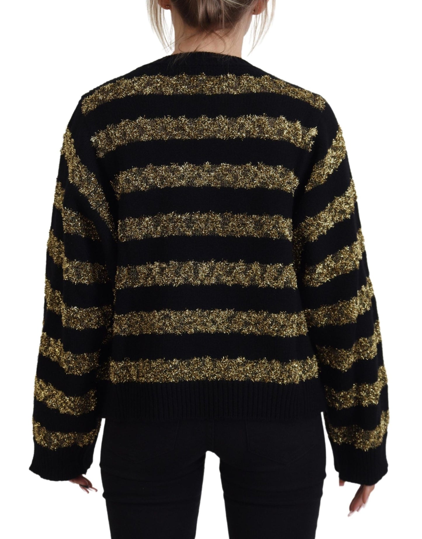 Suéter de cachemira con cristales D&amp;G en oro negro