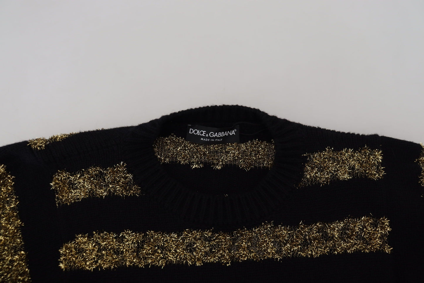 Suéter de cachemira con cristales D&amp;G en oro negro