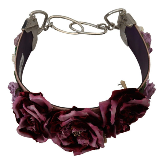Correa de hombro de metal con apliques florales multicolores