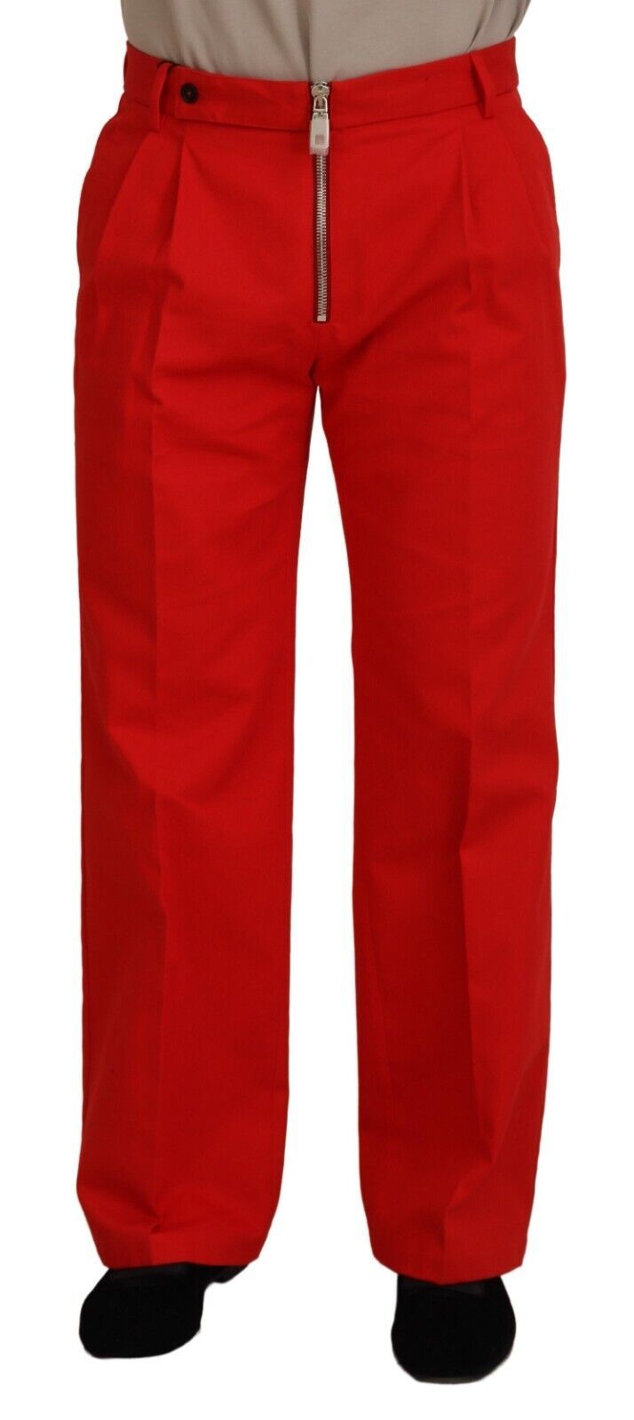 Pantalon rouge coupe droite en coton pour homme