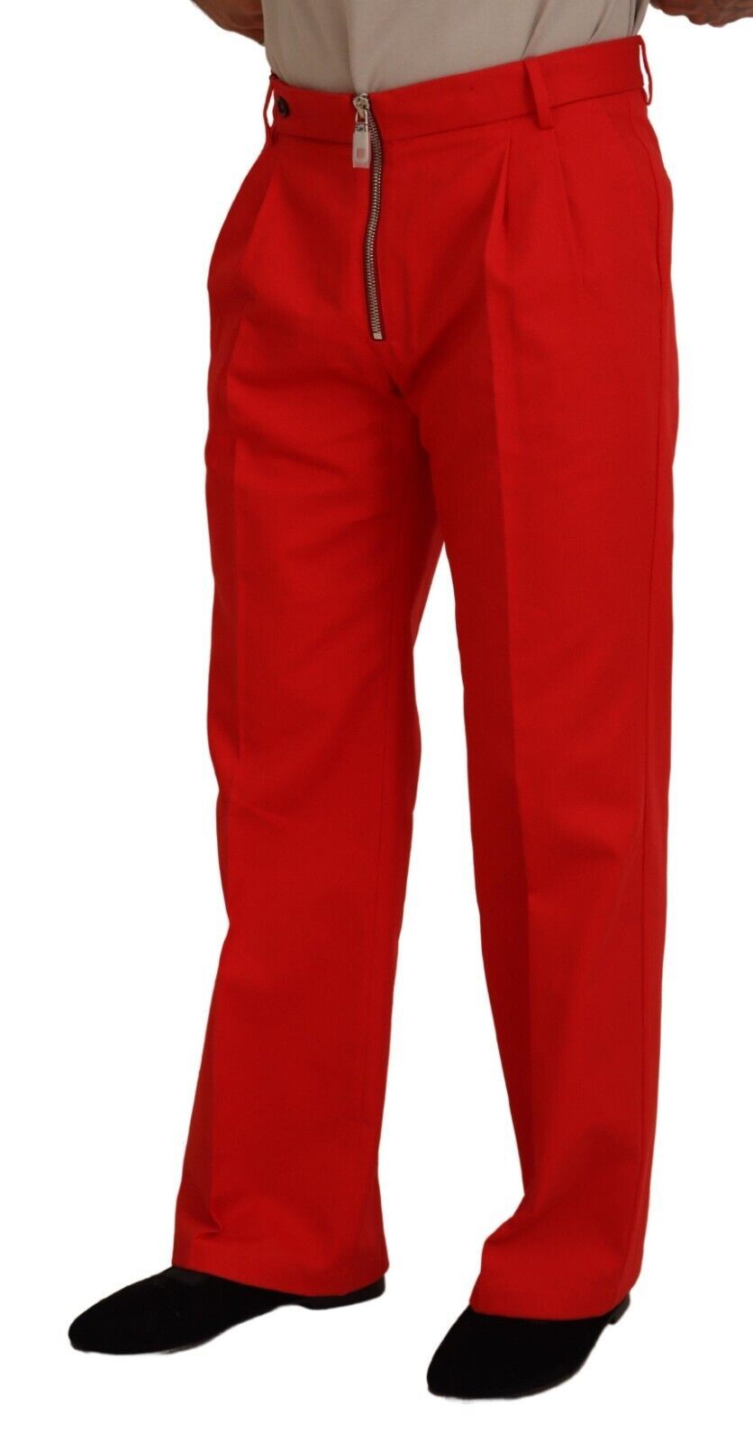 Pantalon rouge coupe droite en coton pour homme