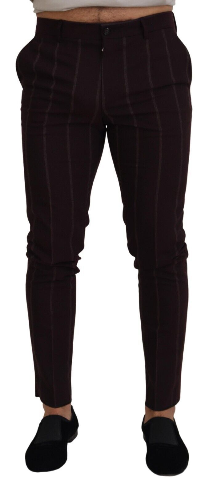Pantalon homme rayé marron en coton