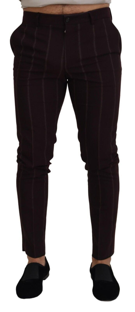 Pantalon homme rayé marron en coton