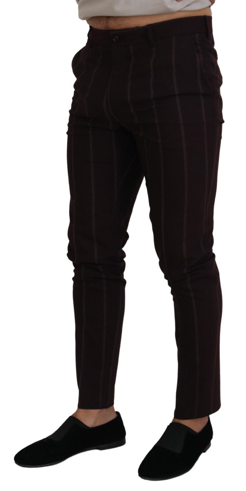 Pantalon homme rayé marron en coton
