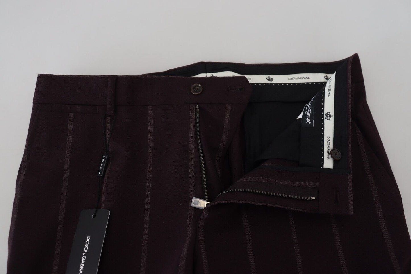 Pantalon homme rayé marron en coton