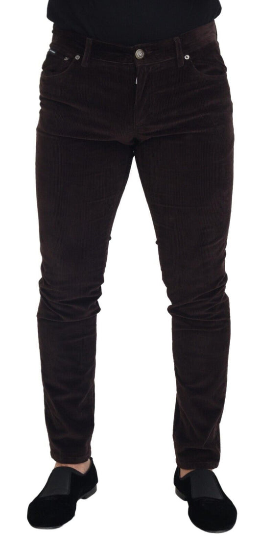 Pantalon décontracté en velours côtelé marron pour homme