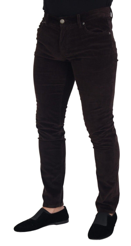 Pantalon décontracté en velours côtelé marron pour homme
