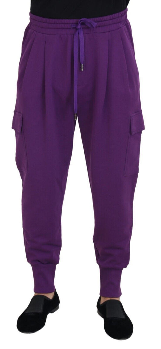 Pantalon de jogging cargo en coton violet