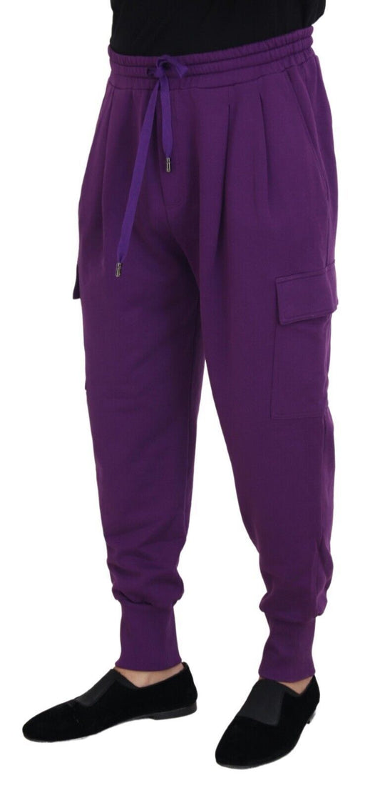 Pantalon de jogging cargo en coton violet