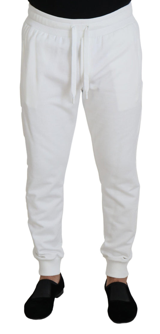 Pantalon de survêtement en coton avec logo sport blanc