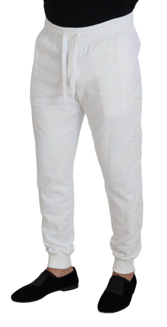 Pantalon de survêtement en coton avec logo sport blanc