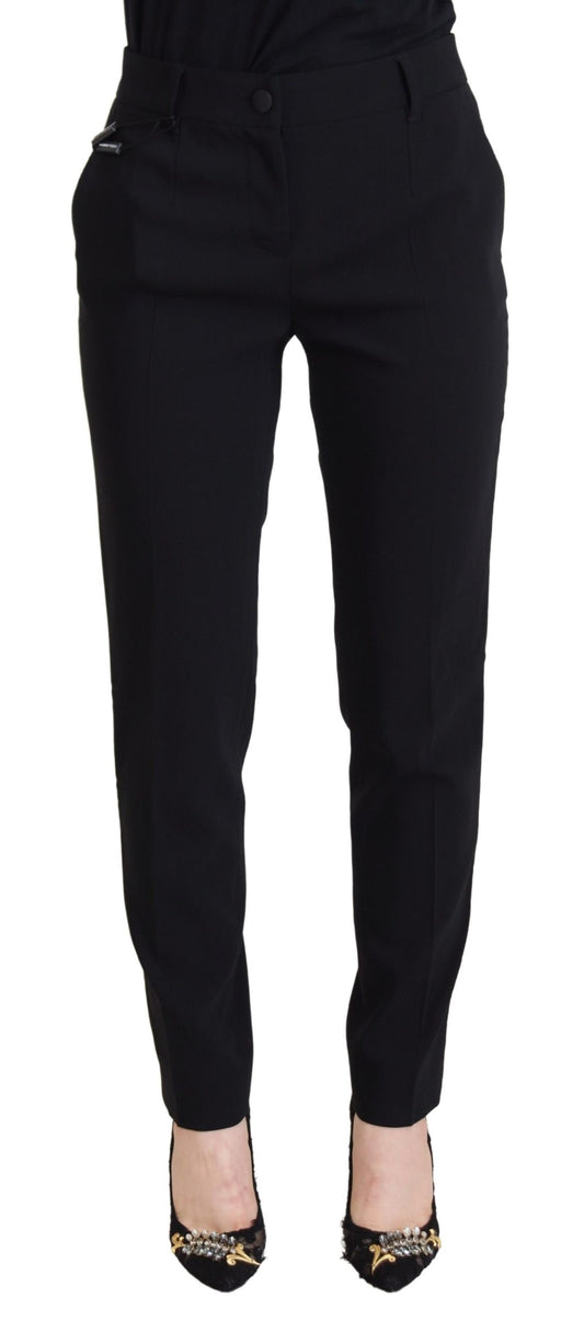 Pantalones negros de cintura alta para mujer