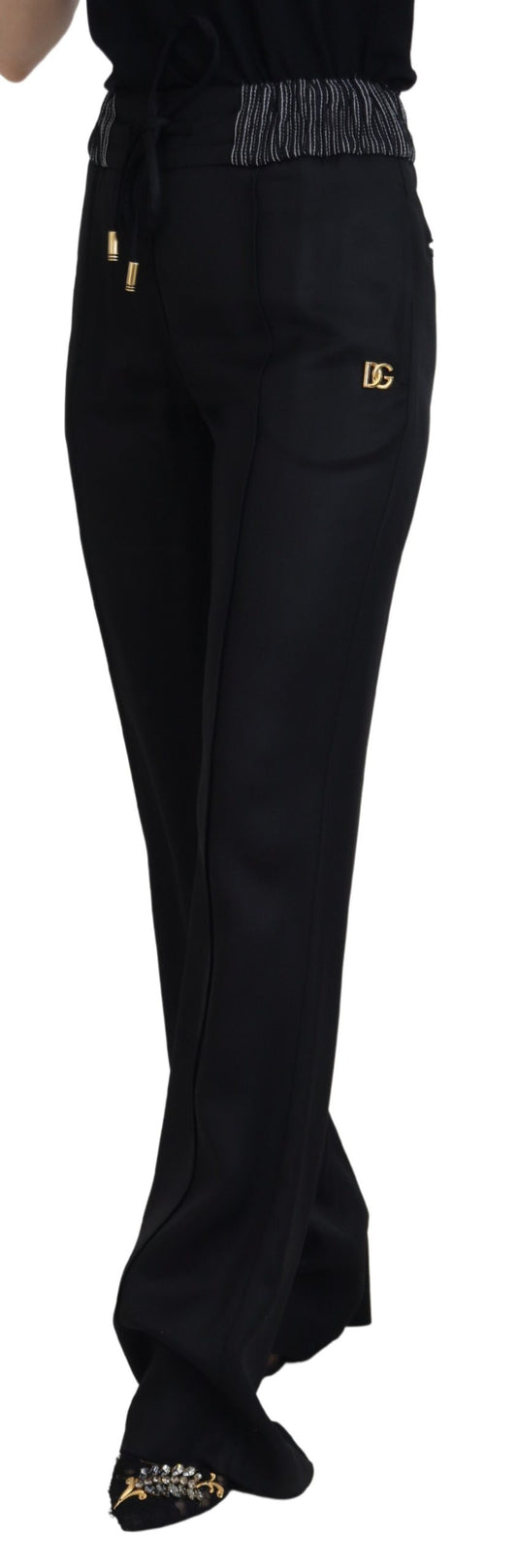 Pantalon noir en coton coupe droite