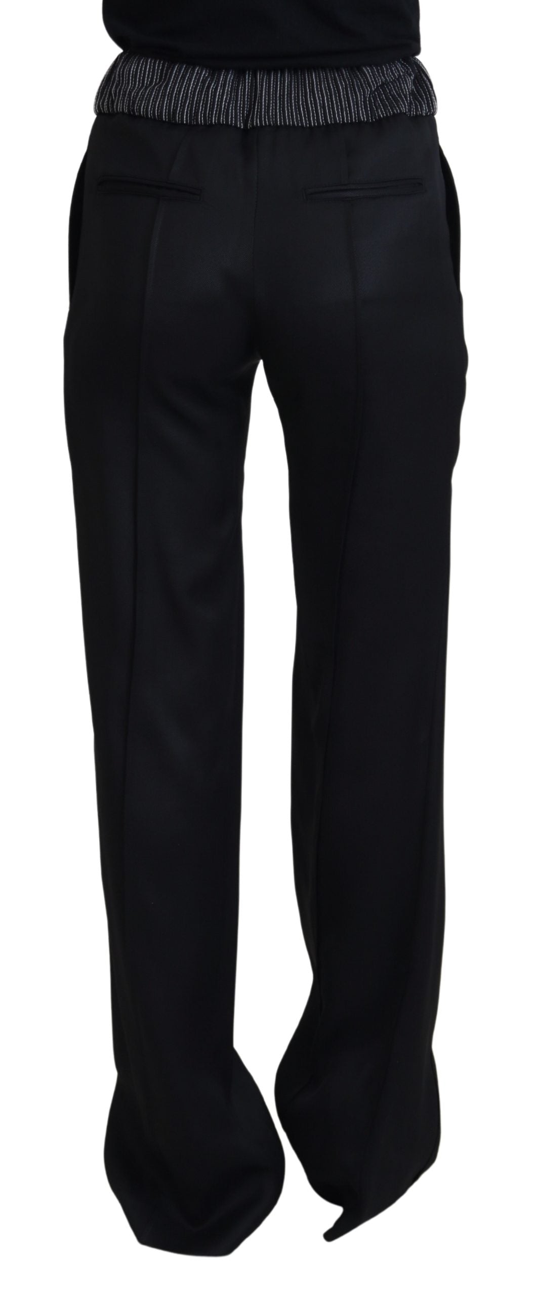 Black Straight Fit Cotton Pants