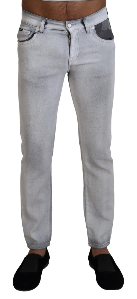 Jean skinny gris délavé pour homme