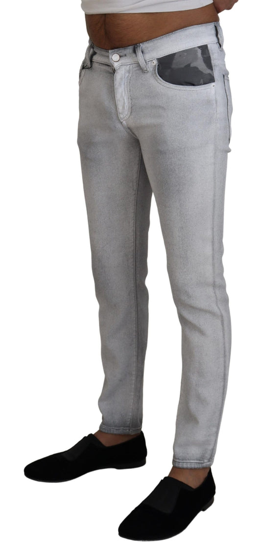 Jean skinny gris délavé pour homme